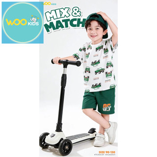 Áo Thun Không Cổ Bé Trai KTS26S010R Wookids | Áo Cotton 100% Mềm Mát Cho Bé 2-9 Tuổi