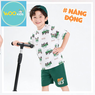 Áo Thun Không Cổ Bé Trai KTS26S010R Wookids | Áo Cotton 100% Mềm Mát Cho Bé 2-9 Tuổi