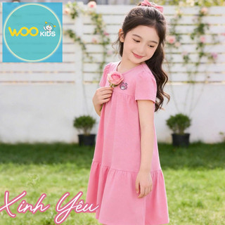 Váy Liền Dệt Kim Bé Gái GDN25S006R | Bé gái 2-9 tuổi | Wookids | Thời trang trẻ em | Mềm mát co giãn