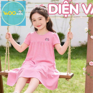 Váy Liền Dệt Kim Bé Gái GDN25S006R | Bé gái 2-9 tuổi | Wookids | Thời trang trẻ em | Mềm mát co giãn