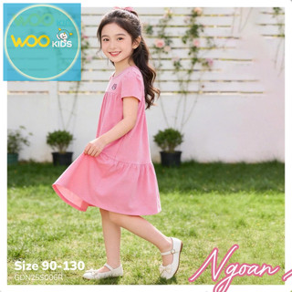 Váy Liền Dệt Kim Bé Gái GDN25S006R | Bé gái 2-9 tuổi | Wookids | Thời trang trẻ em | Mềm mát co giãn