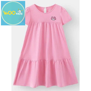 Váy Liền Dệt Kim Bé Gái GDN25S006R | Bé gái 2-9 tuổi | Wookids | Thời trang trẻ em | Mềm mát co giãn