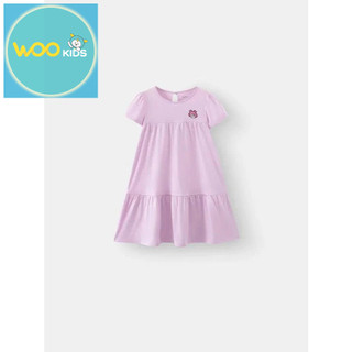 Váy Liền Dệt Kim Bé Gái GDN25S006R | Bé gái 2-9 tuổi | Wookids | Thời trang trẻ em | Mềm mát co giãn