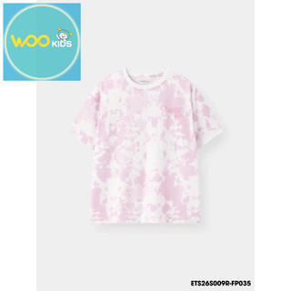 Áo Thun Không Cổ Bé Gái ETS26S009R | Bé gái 2-14 tuổi | Wookids | Thời trang trẻ em | Cotton 100% mềm mát