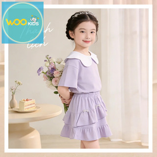 Set Đi Chơi Bé Gái GSC25S001R Wookids | Bộ Đồ Bé Gái Xinh Xắn Thoải Mái Cho Bé 2-9 Tuổi