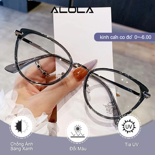 Kính Giả Cận Nữ ALOLA Gọng Mắt Mèo Chông Tia UV Ánh Sáng Xanh Đổi Màu Khi Ra Nắng Thời Trang