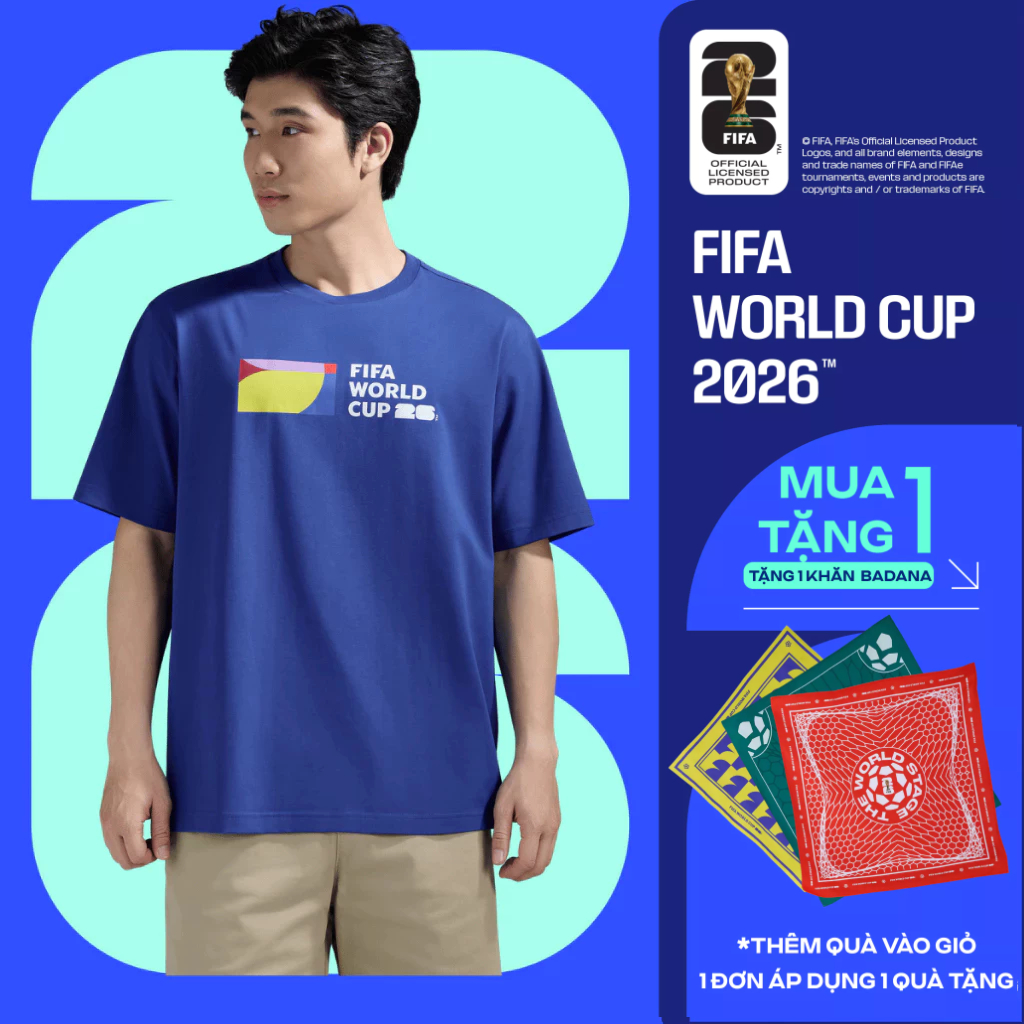 [MUA ÁO TẶNG KHĂN]Áo thun Tshirt nam nữ Relaxed Fit Cotton Compact World Cup Unity Bar