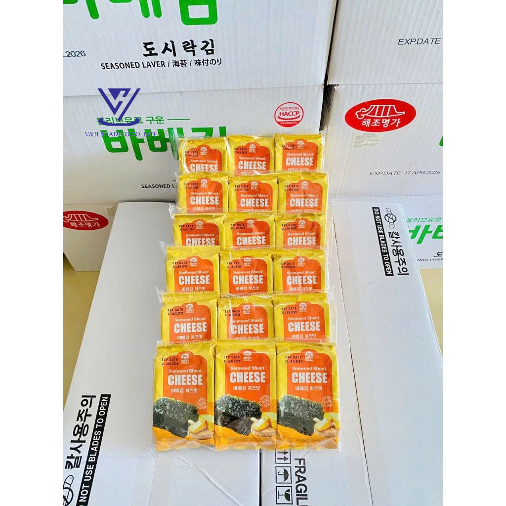 COMBO Rong Biển Ăn Liền Cho Bé Vị Phô Mai Hàn Quốc Thơm Ngon Ăn Dặm Cuộn Cơm (Bịch 3 Gói, Gói 4g)