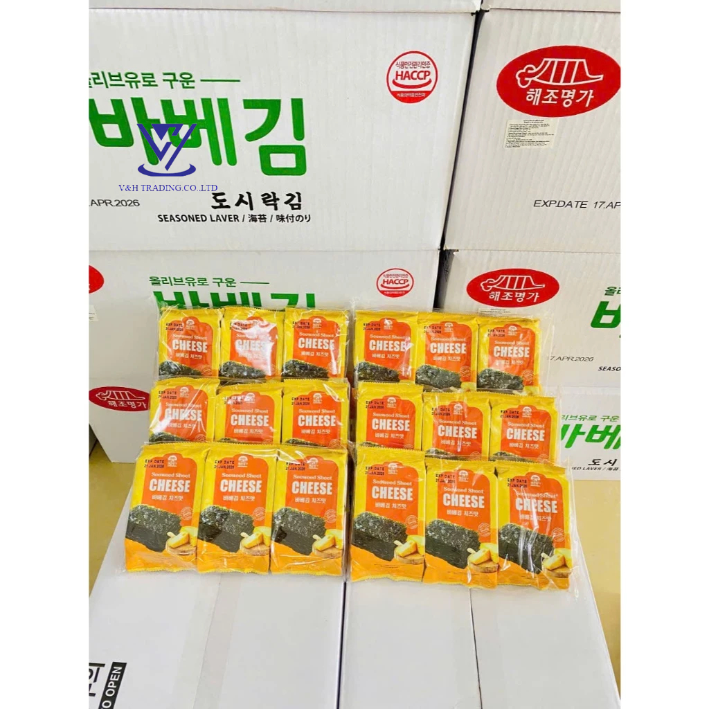 COMBO Rong Biển Ăn Liền Cho Bé Vị Phô Mai Hàn Quốc Thơm Ngon Ăn Dặm Cuộn Cơm (Bịch 3 Gói, Gói 4g)