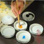 TPAT Khay pha màu sứ 5 tầng khay palette pha màu gốm hoa văn vẽ tranh thư pháp thủy mặc TPAT
