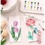 Có sẵn màu và cọ Set tranh tô màu nước - Tranh tô màu cổ trang phong cảnh hoa lá - thiếu nữ thanh xuân TPAT