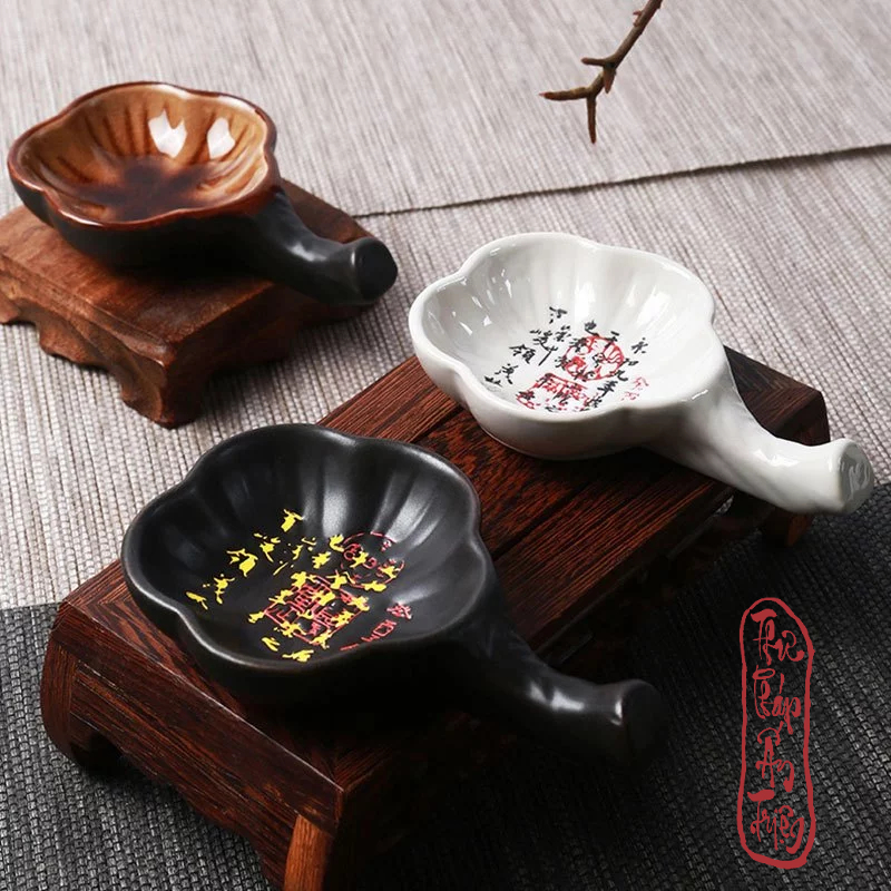 Nghiên mực đĩa đựng mực gốm sứ hoa mai kiêm gác bút thư pháp nhỏ gọn tiện lợi