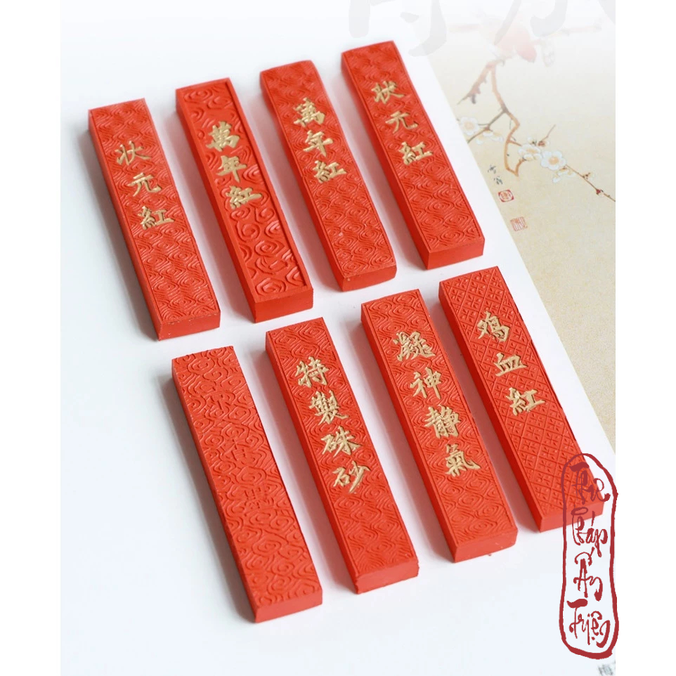 Mực Tàu Mực Mài Thỏi Chu Sa Màu Đỏ Cam