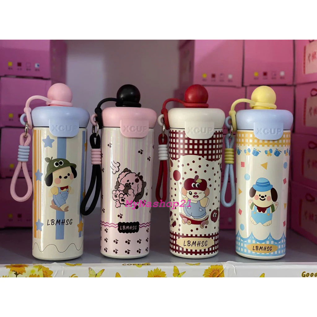 Bình giữ nhiệt 600ml nắp chống tràn, thiết kế tiện lợi với quai xách cho học sinh và dân văn phòng 2025.