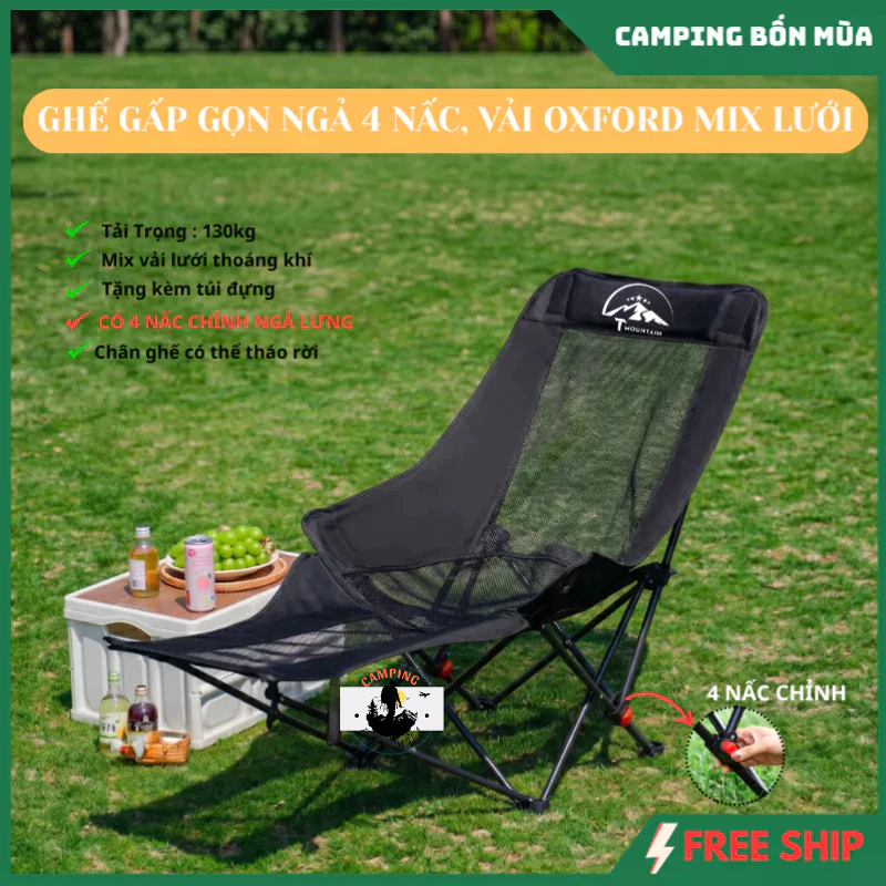 Ghế Gấp Gọn Camping Tmountain, Ghế Xếp Dã Ngoại Du Lịch Ngoài Trời Chịu Tải 150kg Gọn Nhẹ Bền