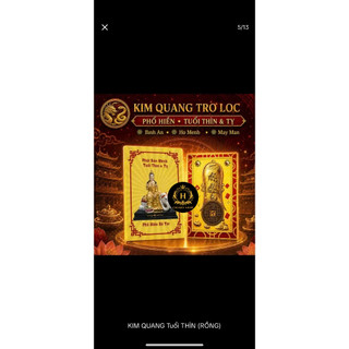 Thẻ Kim Quang Trợ Lộc, Lá VÀng Trợ Lộc, May Mắn Tài Lộc Bình An, Hộ Thân 12 con giáp - SỈ IB