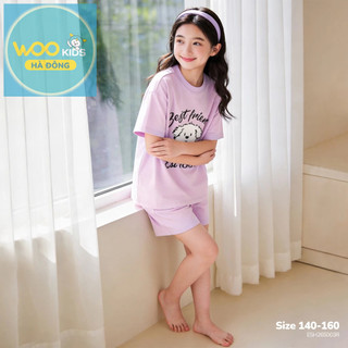 Đồ Bộ Bé Gái ESH26S003R | Wookids | 8-14 Tuổi | Cotton Poly Mềm Mát, Thoáng Khí, Dễ Thương