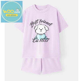 Đồ Bộ Bé Gái ESH26S003R | Wookids | 8-14 Tuổi | Cotton Poly Mềm Mát, Thoáng Khí, Dễ Thương