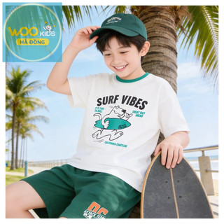 Áo Thun Không Cổ Bé Trai KTS26S002R | Bé trai 2-9 tuổi | Wookids | Thời trang trẻ em | Mềm mát thoáng khí