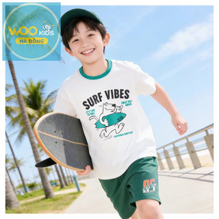 Áo Thun Không Cổ Bé Trai KTS26S002R | Bé trai 2-9 tuổi | Wookids | Thời trang trẻ em | Mềm mát thoáng khí