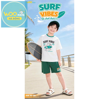 Áo Thun Không Cổ Bé Trai KTS26S002R | Bé trai 2-9 tuổi | Wookids | Thời trang trẻ em | Mềm mát thoáng khí