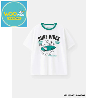Áo Thun Không Cổ Bé Trai KTS26S002R | Bé trai 2-9 tuổi | Wookids | Thời trang trẻ em | Mềm mát thoáng khí