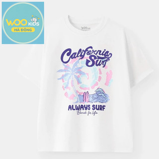 Áo Phông Bé Gái ETS26S019R| Wookids | Áo Thun Trẻ Em 8-14 Tuổi | Cotton 100% Mềm Mại, Dễ Phối Đồ