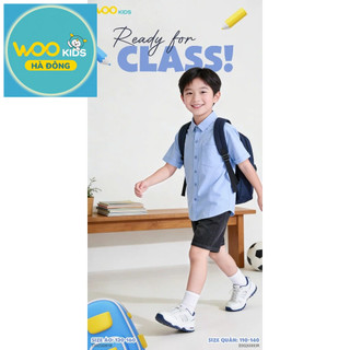 Áo Sơ Mi Cộc Tay Bé Trai TSS25S001R | Wookids | 5-14 Tuổi | Bamboo Poly Co Giãn, Thoáng Mát, Lịch Sự