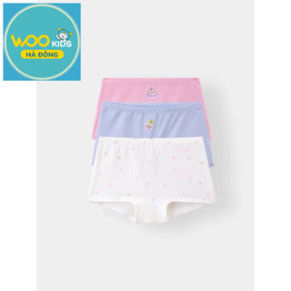 Quần Lót Bé Gái DUW25F004S | Wookids | Combo 3 Chiếc | Size 90-130 | Cotton Co Giãn Mềm Mại, Êm Ái