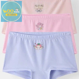 Quần Lót Bé Gái DUW25F003S | Wookids | Combo 3 Chiếc | Size 90-130 | Cotton Co Giãn Mềm Mại, Êm Ái