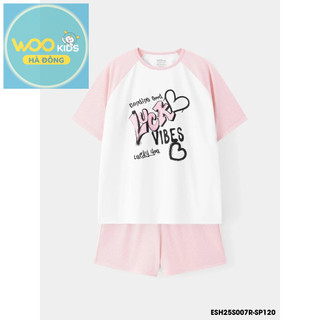 Bộ Đồ Bé Gái ESH25S007R | Wookids | 9-14 Tuổi | Poly Spandex Mềm Mại, Co Giãn, Năng Động