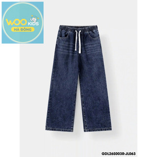 Quần Dài Jean Bé Gái GDL26S003R | Wookids | 5-13 Tuổi | Jean Cotton Mềm Mại, Năng Động, Dễ Phối
