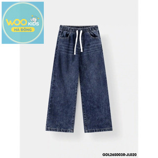 Quần Dài Jean Bé Gái GDL26S003R | Wookids | 5-13 Tuổi | Jean Cotton Mềm Mại, Năng Động, Dễ Phối