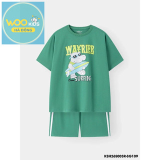 Bộ Đồ Bé Trai KSH26S003R | Bé trai 2-9 tuổi | Wookids | Thời trang trẻ em | Set áo thun quần short năng động