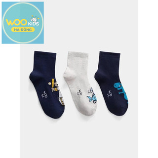 Tất Bé Trai KAS25F005S | Wookids | Combo 3 Đôi | 2-8 Tuổi | Cotton Co Giãn, Mềm Êm, Thoáng Chân  📝 MÔ TẢ NGẮN: