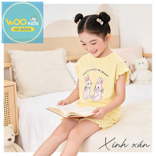 Bộ Đồ Bé Gái DSH26S013R | Bé gái 2-9 tuổi | Wookids | Thời trang trẻ em | Set dễ thương mềm mát