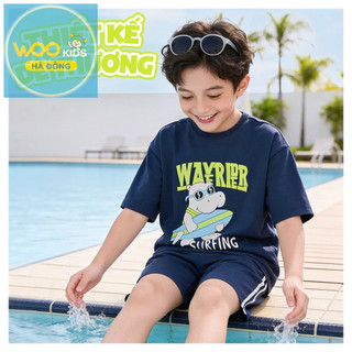Bộ Đồ Bé Trai KSH26S003R | Bé trai 2-9 tuổi | Wookids | Thời trang trẻ em | Set áo thun quần short năng động