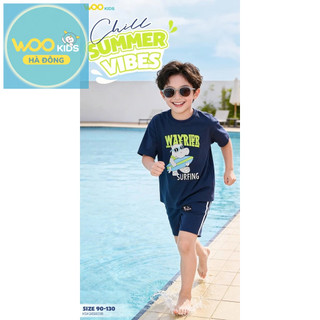 Bộ Đồ Bé Trai KSH26S003R | Bé trai 2-9 tuổi | Wookids | Thời trang trẻ em | Set áo thun quần short năng động