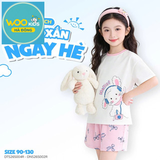 Áo Thun Không Cổ Bé Gái DTS26S004R | Wookids | 2-9 Tuổi | Cotton Poly Mềm Mại, Thoáng Mát, Dễ Thương