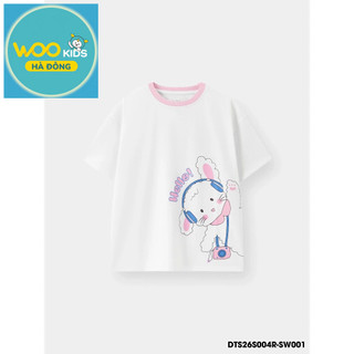Áo Thun Không Cổ Bé Gái DTS26S004R | Wookids | 2-9 Tuổi | Cotton Poly Mềm Mại, Thoáng Mát, Dễ Thương