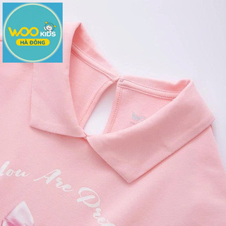 Áo Thun Có Cổ Bé Gái GPS25S003R | Wookids | 4-9 Tuổi | 100% Cotton | Polo Hồng  Mềm Mát, Thanh Lịch