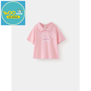 Áo Thun Có Cổ Bé Gái GPS25S003R | Wookids | 4-9 Tuổi | 100% Cotton | Polo Hồng  Mềm Mát, Thanh Lịch