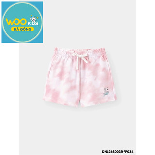 Quần Short Thun Bé Gái DNS26S003R | Wookids | 2-9 Tuổi | 100% Cotton Mềm Mát, Thoải Mái, Dễ Thương