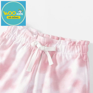 Quần Short Thun Bé Gái DNS26S003R | Wookids | 2-9 Tuổi | 100% Cotton Mềm Mát, Thoải Mái, Dễ Thương