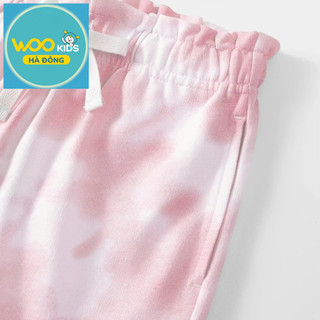 Quần Short Thun Bé Gái DNS26S003R | Wookids | 2-9 Tuổi | 100% Cotton Mềm Mát, Thoải Mái, Dễ Thương