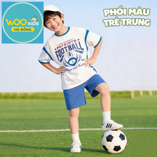 Bộ Đồ Bé Trai KSH26S022R | Wookids | 2-9 Tuổi | Modal Cotton Co Giãn, Mềm Mát, Họa Tiết Thể Thao