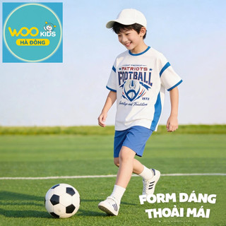 Bộ Đồ Bé Trai KSH26S022R | Wookids | 2-9 Tuổi | Modal Cotton Co Giãn, Mềm Mát, Họa Tiết Thể Thao