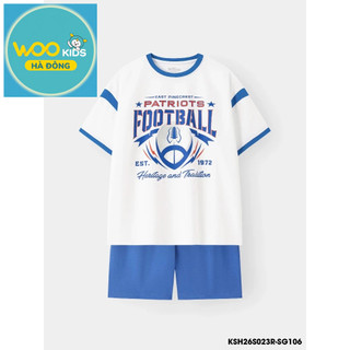 Bộ Đồ Bé Trai KSH26S022R | Wookids | 2-9 Tuổi | Modal Cotton Co Giãn, Mềm Mát, Họa Tiết Thể Thao