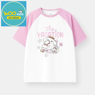 Áo Phông Bé Gái DTS26S018R | Wookids | Áo Thun Trẻ Em 2-9 Tuổi | Mềm Mại, Thoải Mái, Dễ Phối Đồ