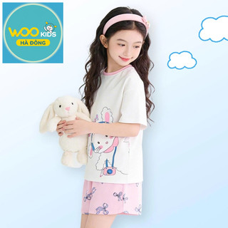 Áo Thun Không Cổ Bé Gái DTS26S004R | Wookids | 2-9 Tuổi | Cotton Poly Mềm Mại, Thoáng Mát, Dễ Thương